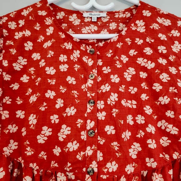 Madewell Floral Swiss Dot Puff Sleeve Top Sz. XXL - Picture 3 of 8